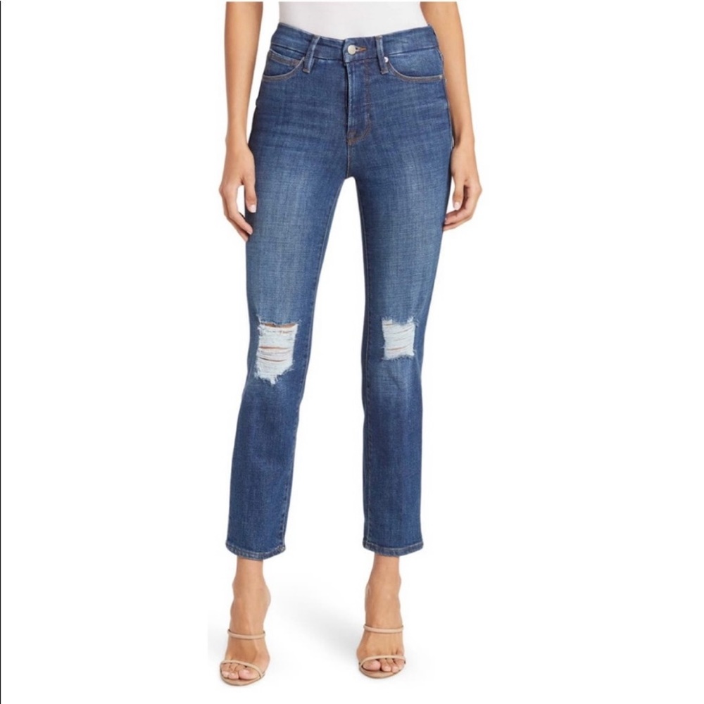 NWT Good American Good Classic Distressed Jeans Size 24 Indigo
